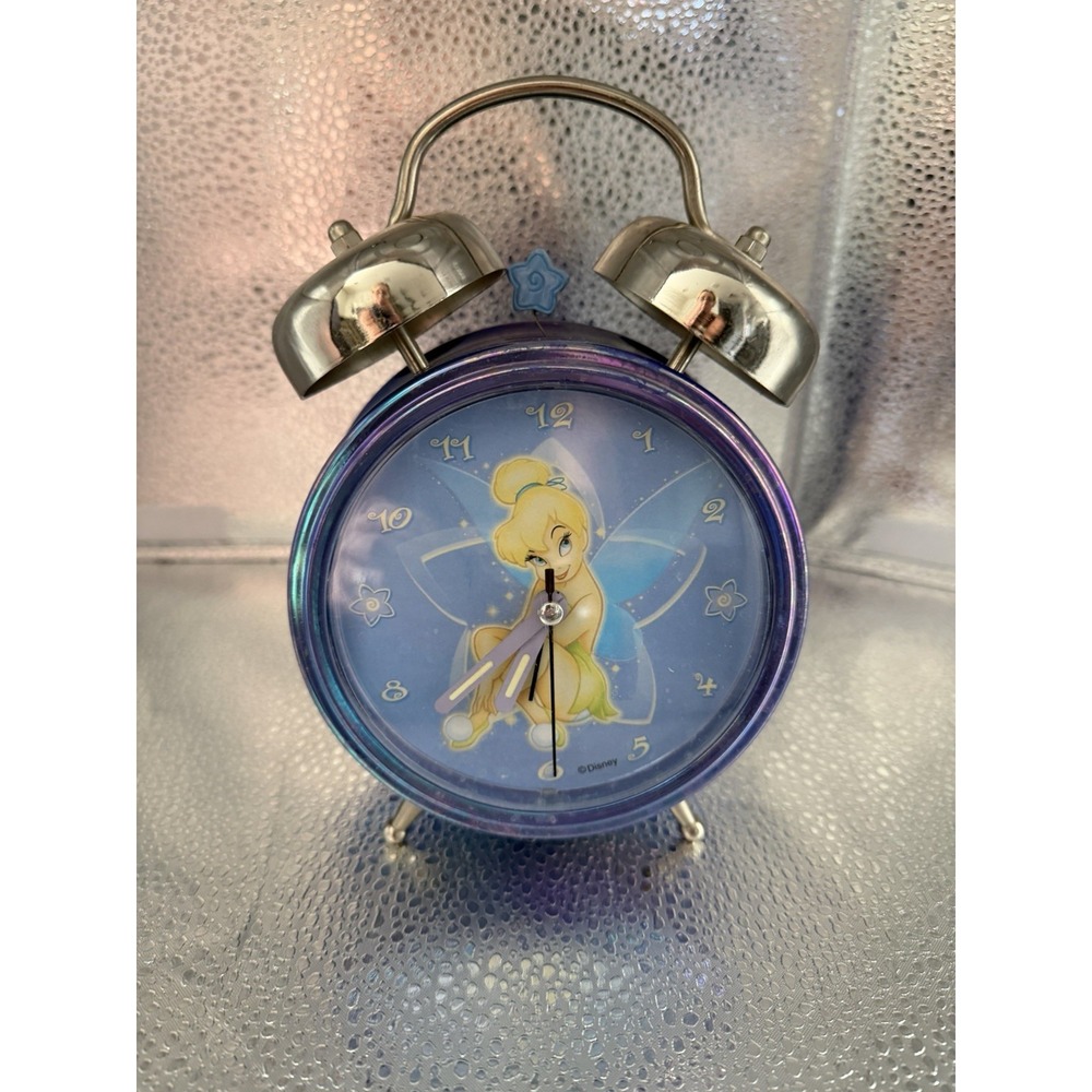 Disney Tinker Bell Clock Purple, Glow In The Dark Hands, VINTAGE.
